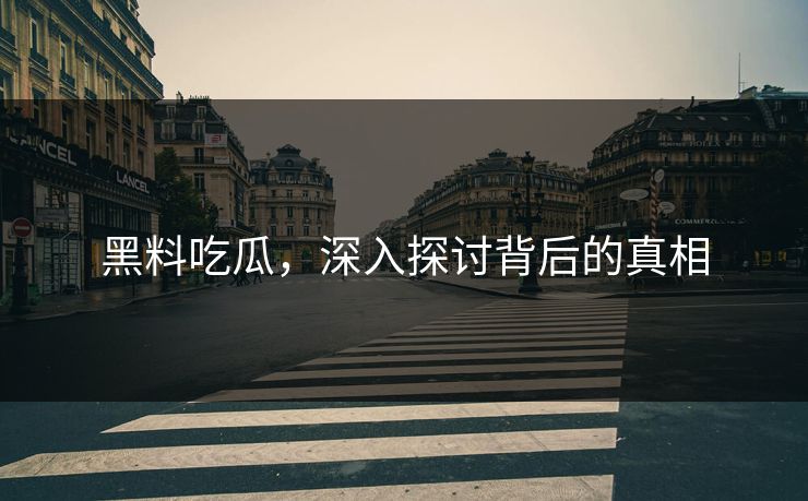 黑料吃瓜,深入探讨背后的真相