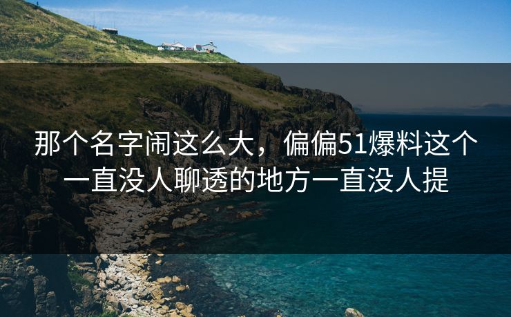 那个名字闹这么大,偏偏51爆料这个一直没人聊透的地方一直没人提